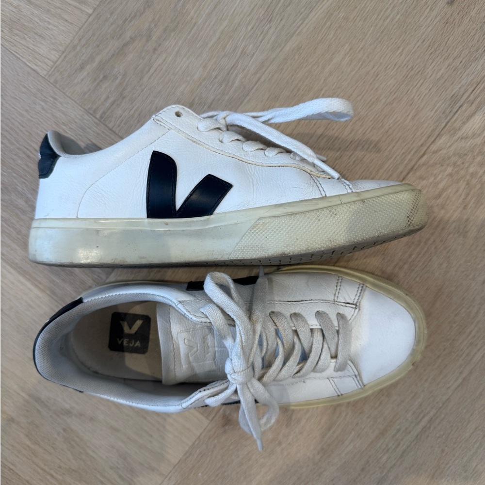 Veja White and Gray Sneakers
